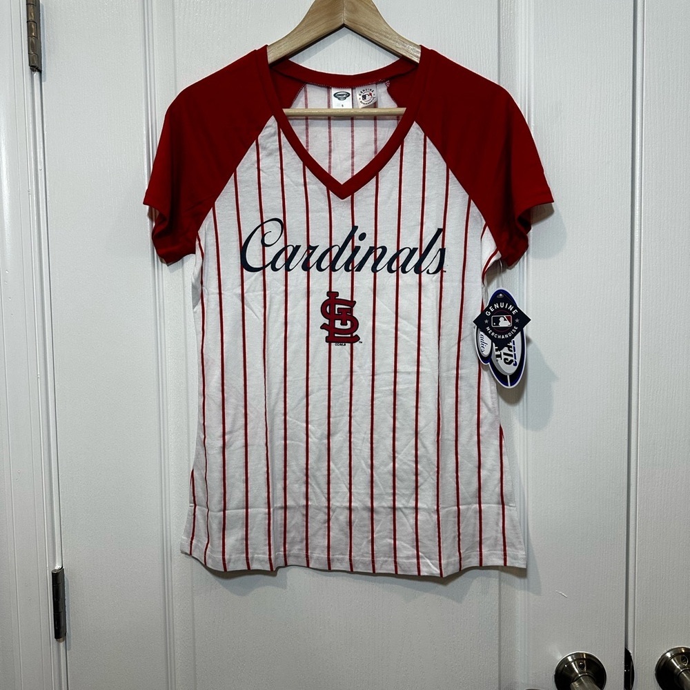 Women’s St. Louis Cardinals Red and White Striped T-Shirt